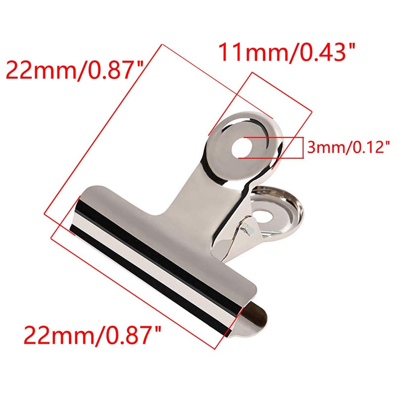 XMHF 72Pcs Mini Bulldog Clip, Silver Stainless Steel File Money Binder Clips Clamps/Metal Food Bag Paper Clips for Paper Organizers, Photo Wall Decoration, Home and Office Decoration, 0.87inch Wide - Image 2